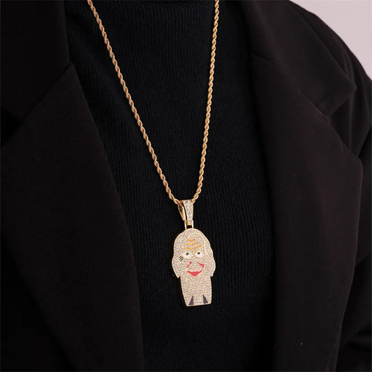 Hip-Hop Cartoon Character Stainless Steel Alloy Plating Inlay Rhinestones Gold Plated Silver Plated Men'S Charms Necklace