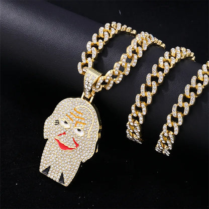 Hip-Hop Cartoon Character Stainless Steel Alloy Plating Inlay Rhinestones Gold Plated Silver Plated Men'S Charms Necklace