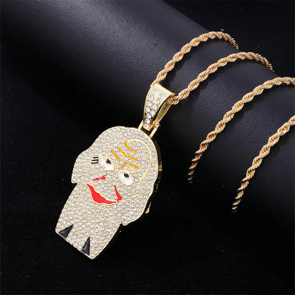 Hip-Hop Cartoon Character Stainless Steel Alloy Plating Inlay Rhinestones Gold Plated Silver Plated Men'S Charms Necklace