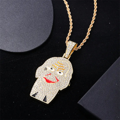 Hip-Hop Cartoon Character Stainless Steel Alloy Plating Inlay Rhinestones Gold Plated Silver Plated Men'S Charms Necklace