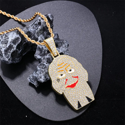 Hip-Hop Cartoon Character Stainless Steel Alloy Plating Inlay Rhinestones Gold Plated Silver Plated Men'S Charms Necklace