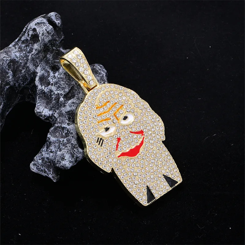 Hip-Hop Cartoon Character Stainless Steel Alloy Plating Inlay Rhinestones Gold Plated Silver Plated Men'S Charms Necklace