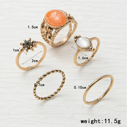 Hip-hop Classic Style Color Block Gold Plated Silver Plated Artificial Gemstones Opal Alloy Wholesale Rings