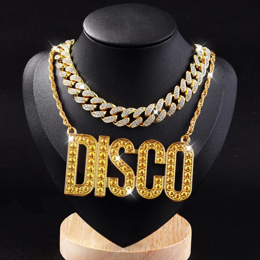 Hip-Hop Classic Style Cool Style Solid Color Alloy Zinc Inlay Artificial Rhinestones Men'S Necklace