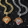 Hip Hop Clown Diamond Alloy Necklace Pendant Jewelry With Cuban Chain
