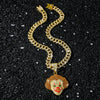 Hip Hop Clown Diamond Alloy Necklace Pendant Jewelry With Cuban Chain
