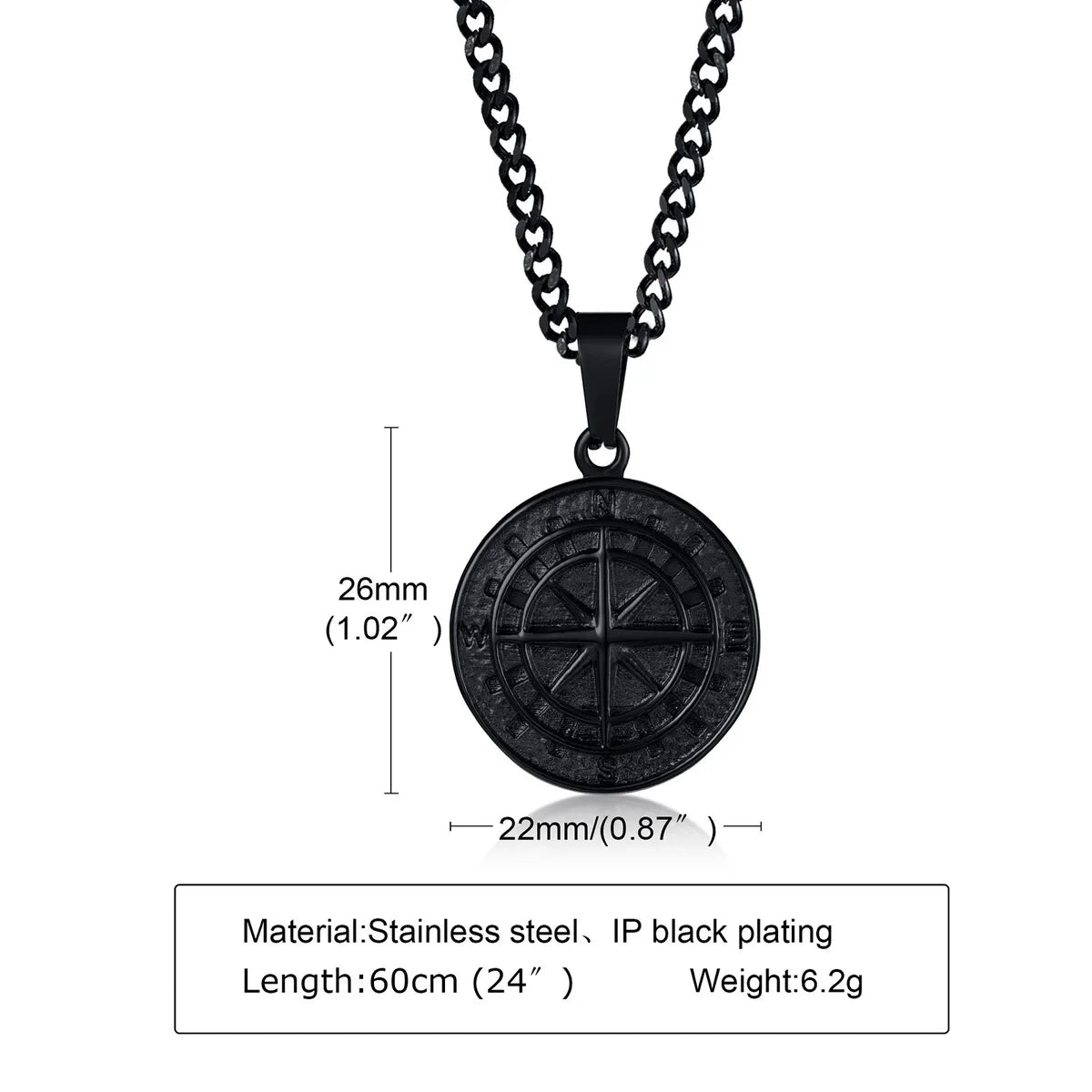 Hip-Hop Coin Titanium Steel Men'S Pendant Necklace