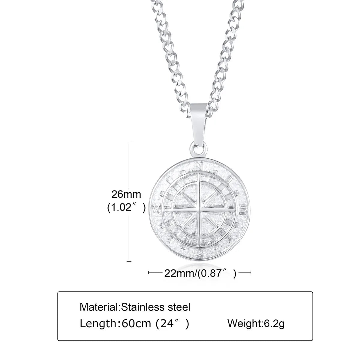 Hip-Hop Coin Titanium Steel Men'S Pendant Necklace