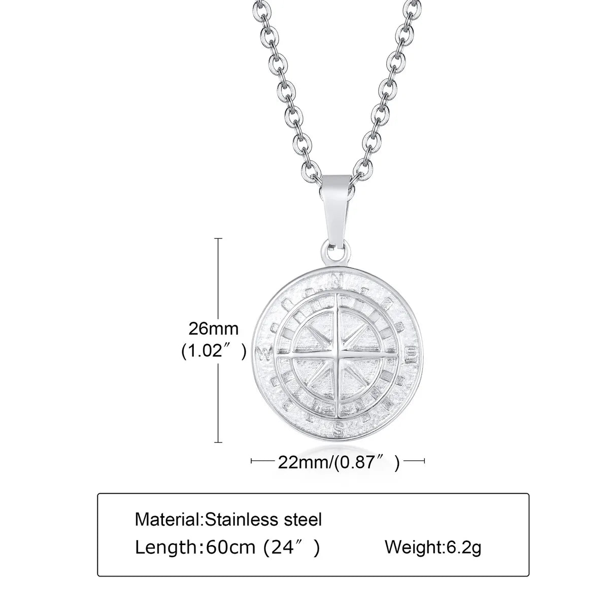 Hip-Hop Coin Titanium Steel Men'S Pendant Necklace