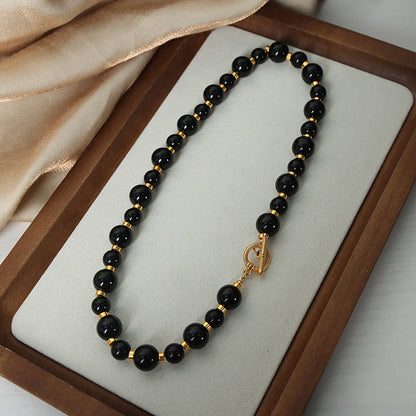 Hip-hop Color Block Agate 18k Gold Plated Necklace In Bulk