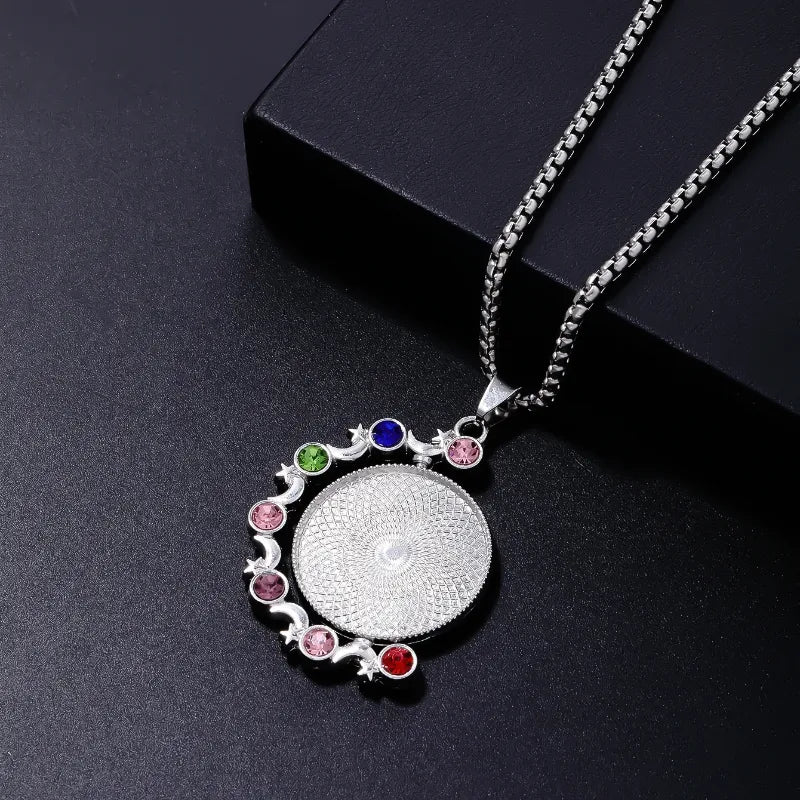 Hip-Hop Color Block Stainless Steel Alloy Inlay Rhinestones Zircon Rhodium Plated Women'S Necklace Pendant