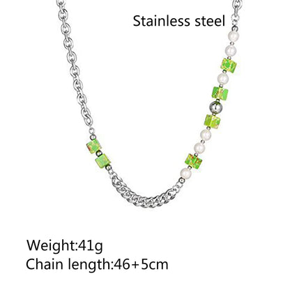 Hip-hop Color Block Stainless Steel Chain Necklace