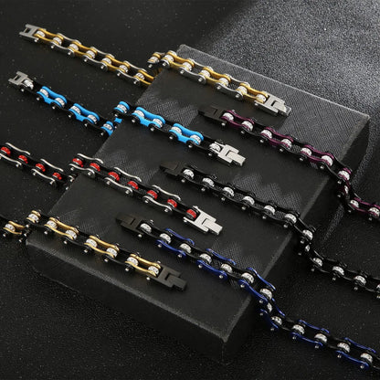 Hip-Hop Color Block Titanium Steel Irregular 18K Gold Plated Men'S Bracelets