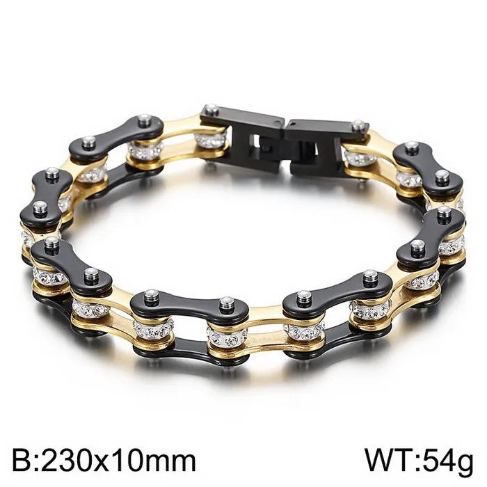 Hip-Hop Color Block Titanium Steel Irregular 18K Gold Plated Men'S Bracelets