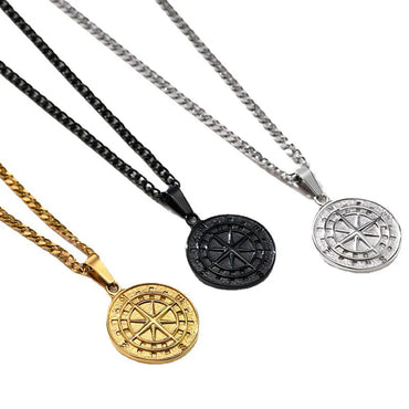 Hip-Hop Compass Alloy Plating Men'S Double Layer Necklaces