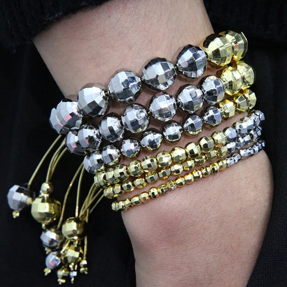 Hip-hop Cool Style Ball Copper Beaded Plating 18k Gold Plated White Gold Plated Bracelets