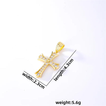 Hip-Hop Cool Style Cross Copper Plating Inlay Zircon K Gold Plated Rhodium Plated Unisex Pendant Necklace