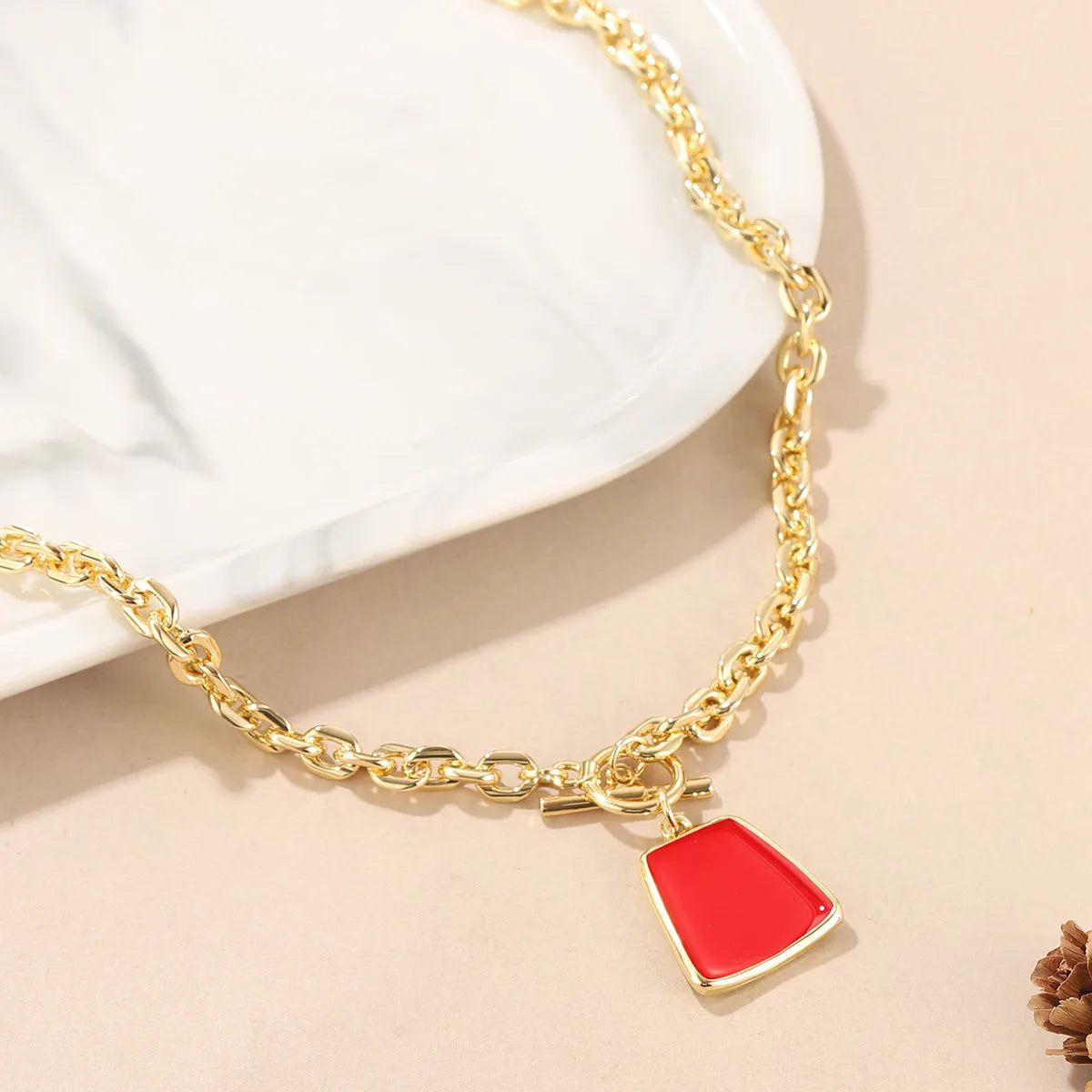 Hip-Hop Cool Style Geometric 18K Imitation Gold Zinc Alloy Wholesale Pendant Necklace