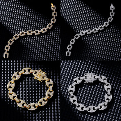 Hip-Hop Cool Style Pig Nose Copper Plating Inlay Zircon K Gold Plated Rhodium Plated Unisex Bracelets