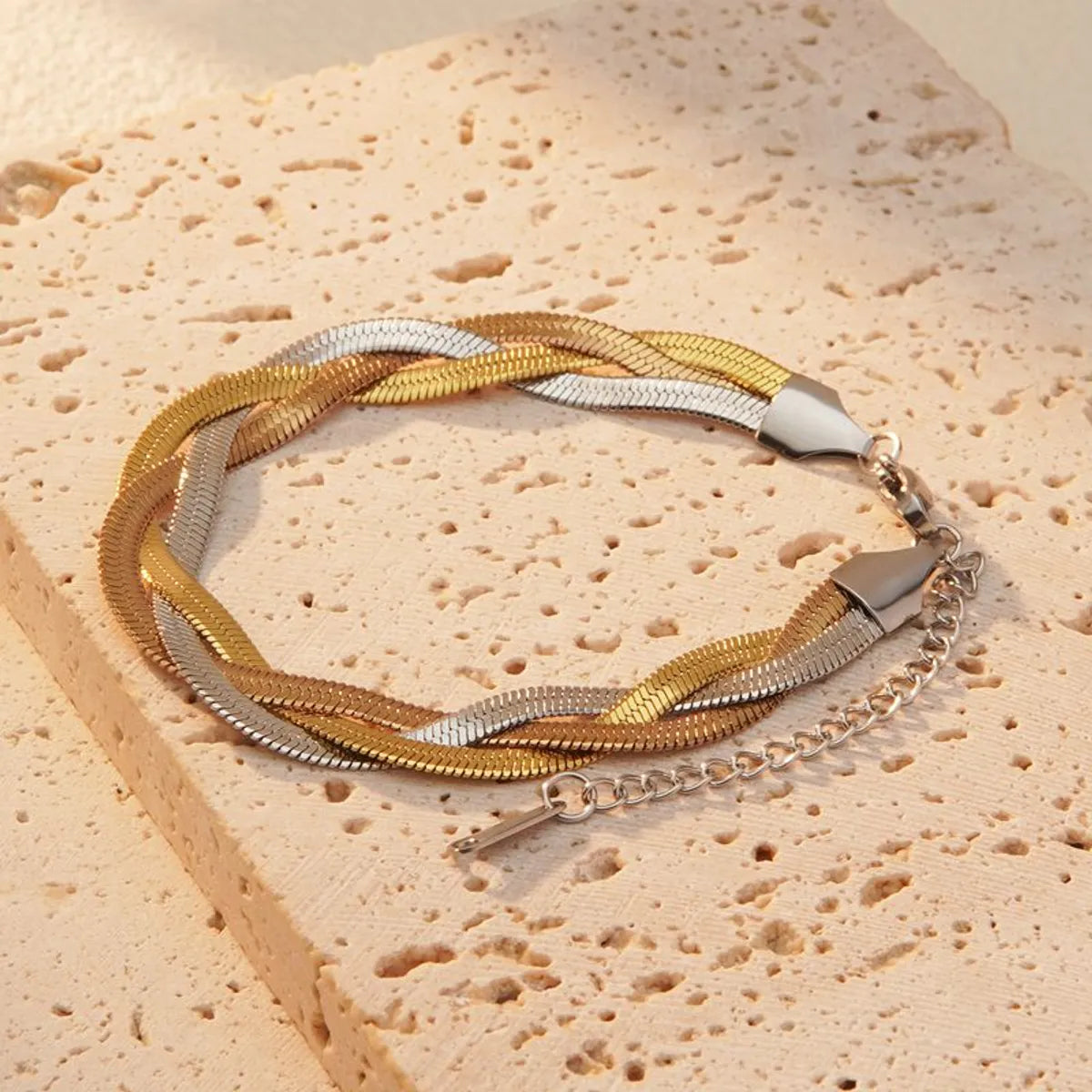 Hip-Hop Cool Style Simple 304 Stainless Steel 18K Gold Plated Bracelets In Bulk