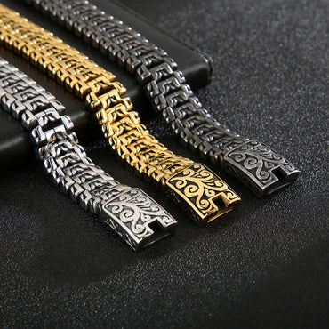 Hip-Hop Cool Style Solid Color Titanium Steel 18K Gold Plated Men'S Bracelets