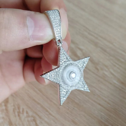 Hip-hop Cool Style Star Copper Inlay Zircon Pendant Necklace