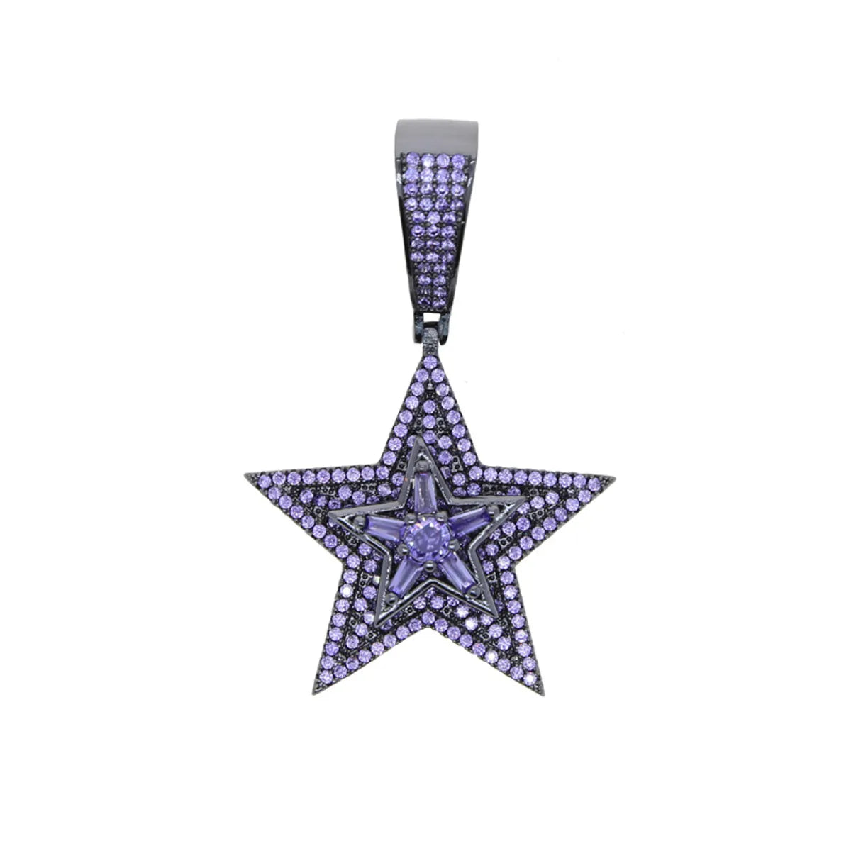 Hip-hop Cool Style Star Copper Inlay Zircon Pendant Necklace