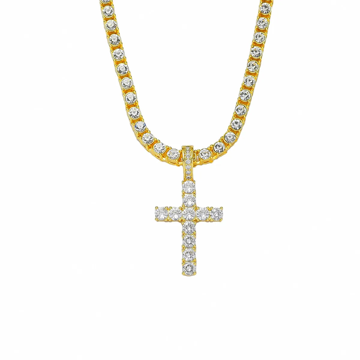 Hip-hop Cross Alloy Inlay Zircon Men's Necklace Pendant