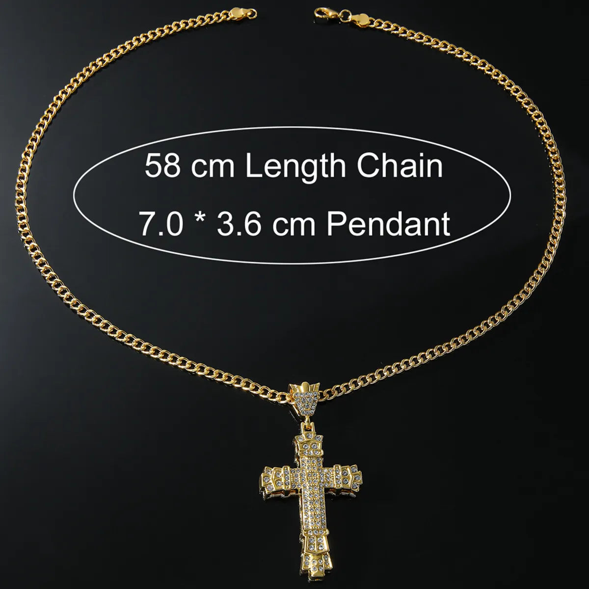 Hip-Hop Cross Alloy Plating Inlay Zircon Men'S Pendant Necklace