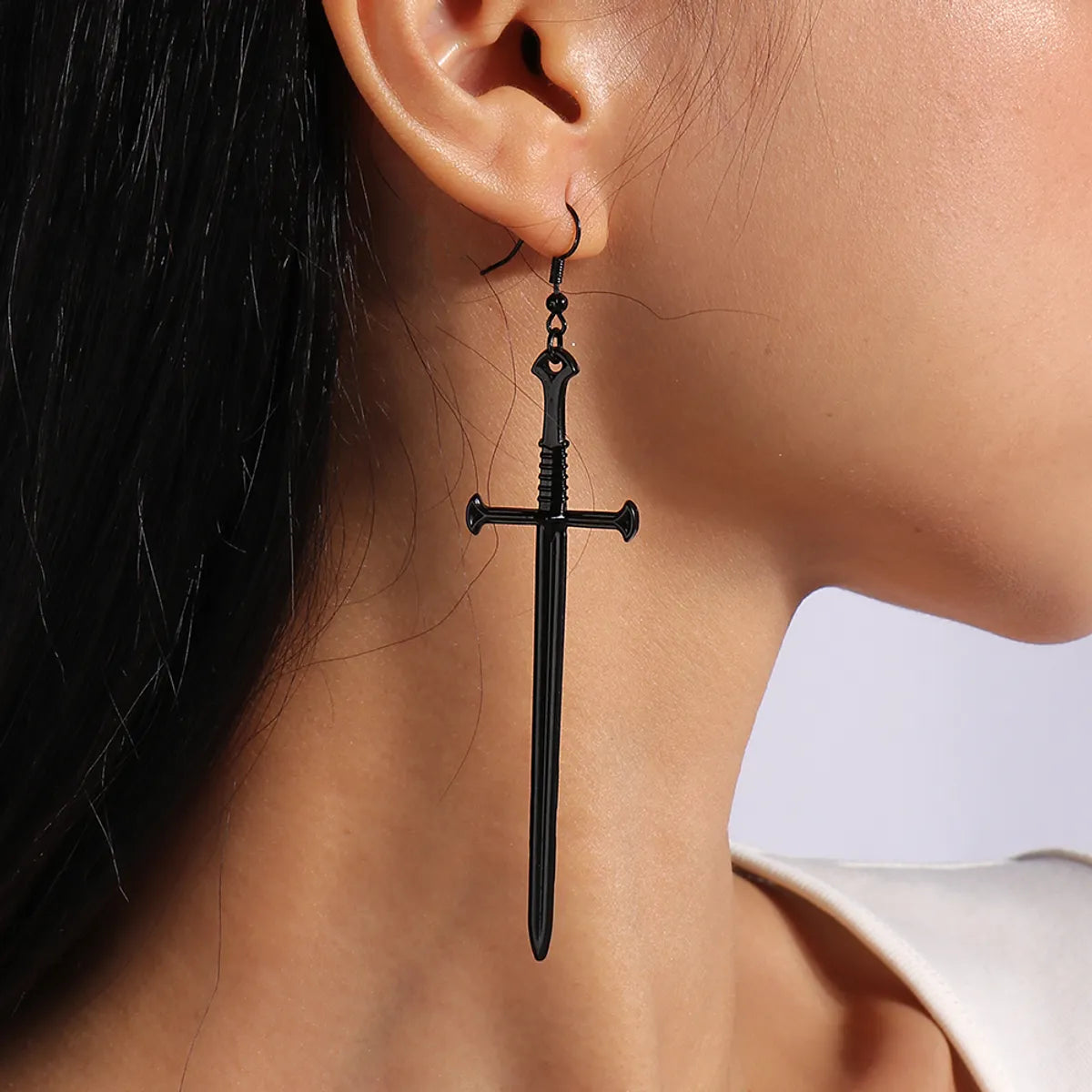 1 Pair Hip-hop Cross Alloy Drop Earrings