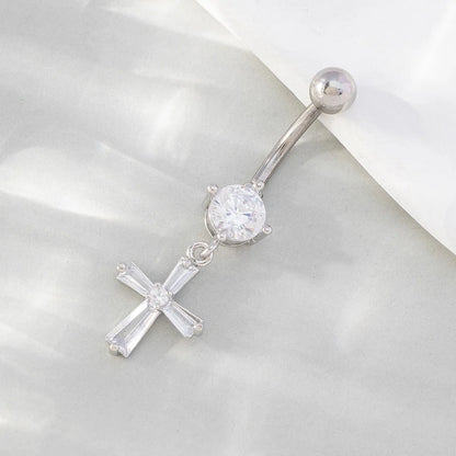 Hip-Hop Cross Alloy Zircon Belly Ring In Bulk