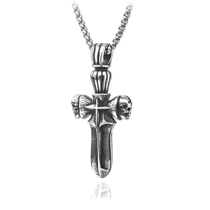 Hip-Hop Cross Angel Skull Alloy Titanium Steel Stoving Varnish Men'S Necklace 1 Piece