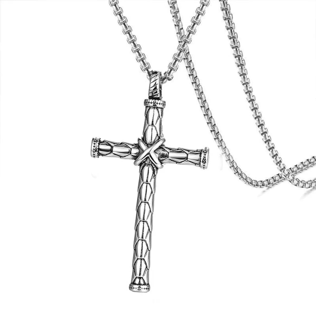 Hip-Hop Cross Angel Skull Alloy Titanium Steel Stoving Varnish Men'S Necklace 1 Piece