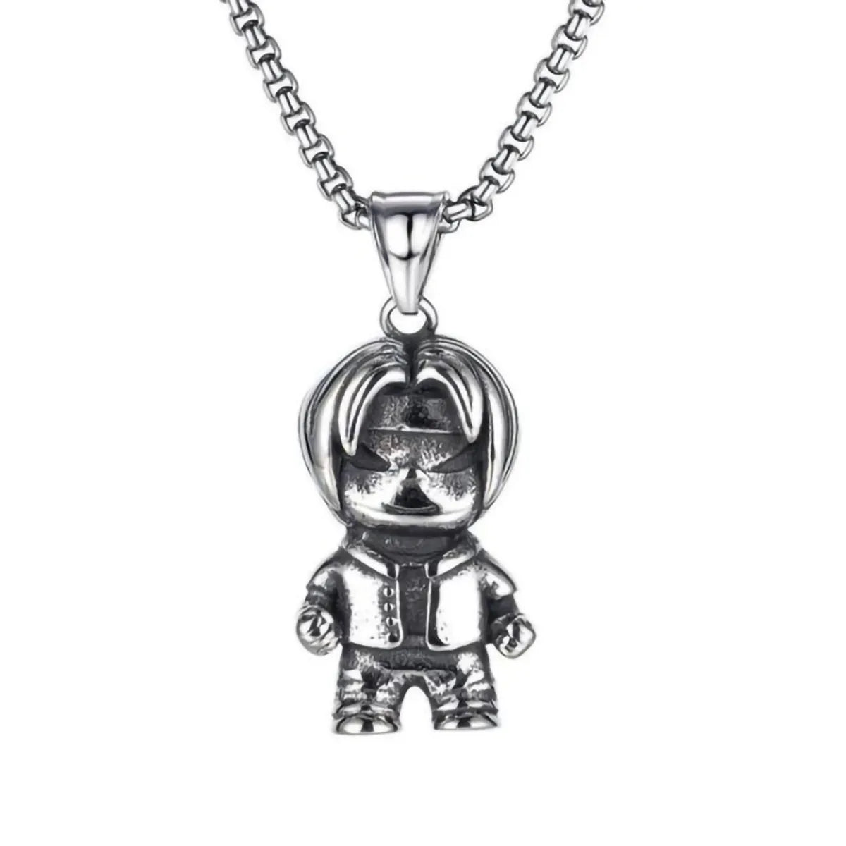 Hip-Hop Cross Angel Skull Alloy Titanium Steel Stoving Varnish Men'S Necklace 1 Piece