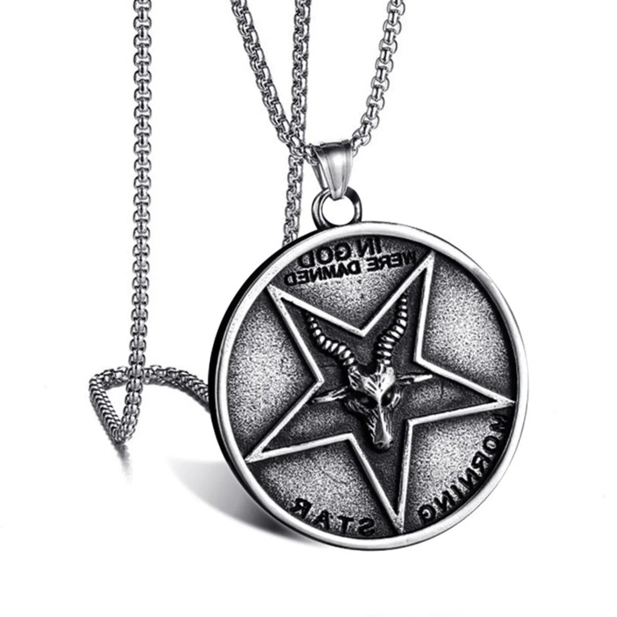 Hip-Hop Cross Angel Skull Alloy Titanium Steel Stoving Varnish Men'S Necklace 1 Piece