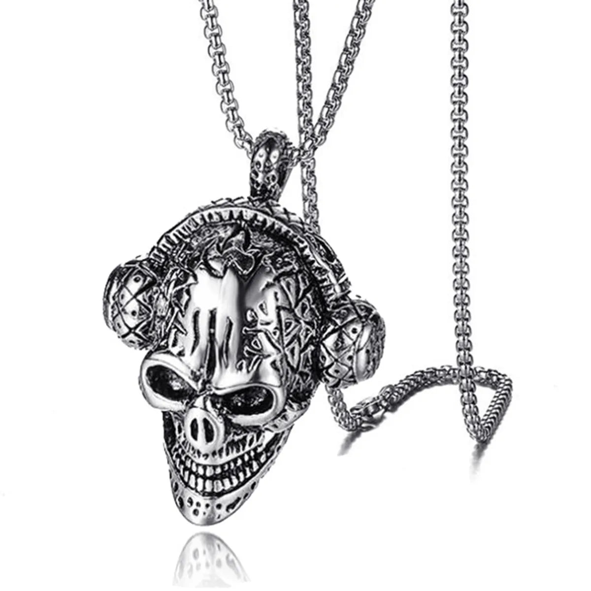 Hip-Hop Cross Angel Skull Alloy Titanium Steel Stoving Varnish Men'S Necklace 1 Piece