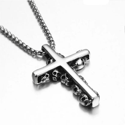 Hip-Hop Cross Angel Skull Alloy Titanium Steel Stoving Varnish Men'S Necklace 1 Piece