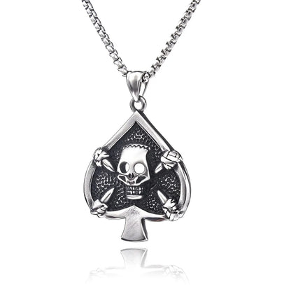 Hip-Hop Cross Angel Skull Alloy Titanium Steel Stoving Varnish Men'S Necklace 1 Piece