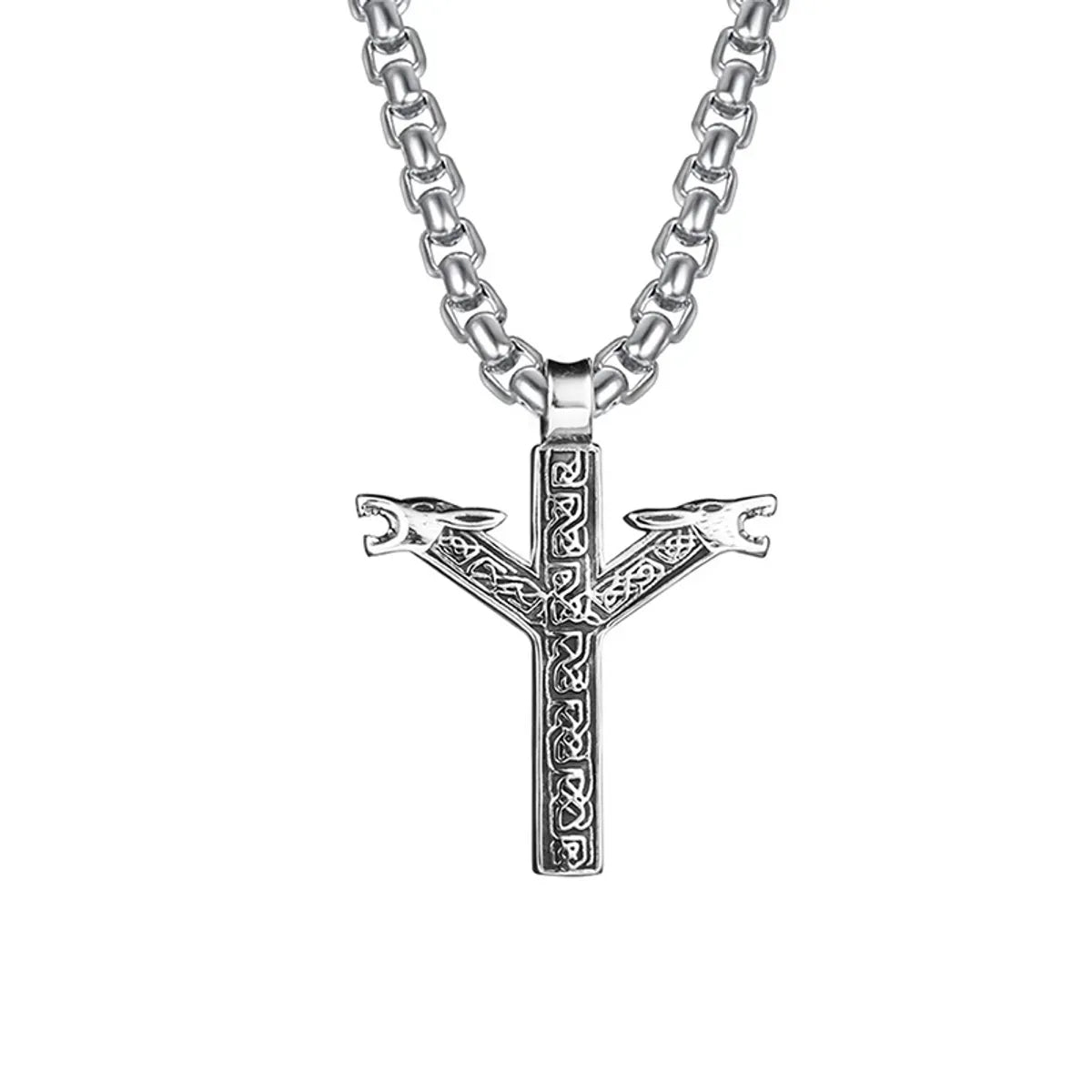 Hip-Hop Cross Angel Skull Alloy Titanium Steel Stoving Varnish Men'S Necklace 1 Piece