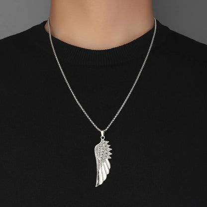 Hip-Hop Cross Wings Angel Zinc Alloy Inlay Plating Zircon Unisex Pendant Necklace