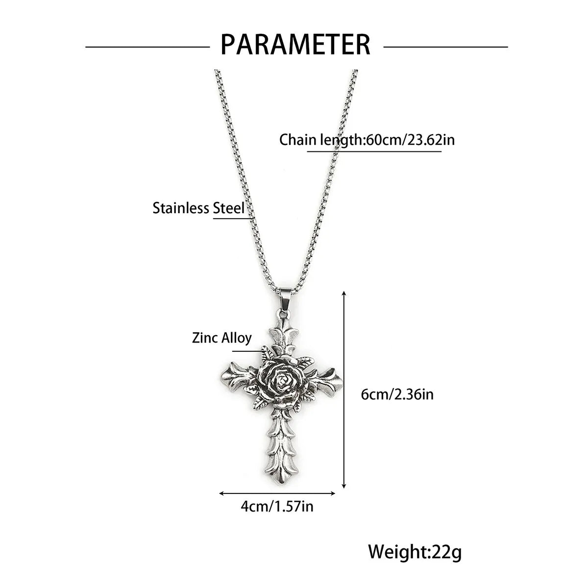 Hip-Hop Cross Wings Angel Zinc Alloy Inlay Plating Zircon Unisex Pendant Necklace