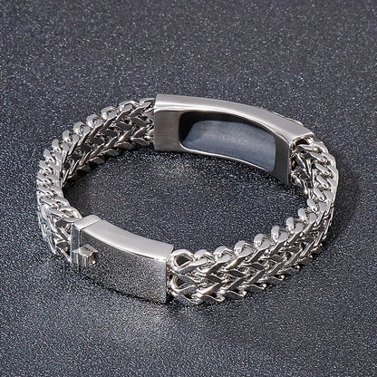 Hip-Hop Cross Feather Titanium Steel Plating Men'S Bracelets