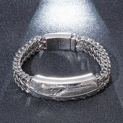 Hip-Hop Cross Feather Titanium Steel Plating Men'S Bracelets