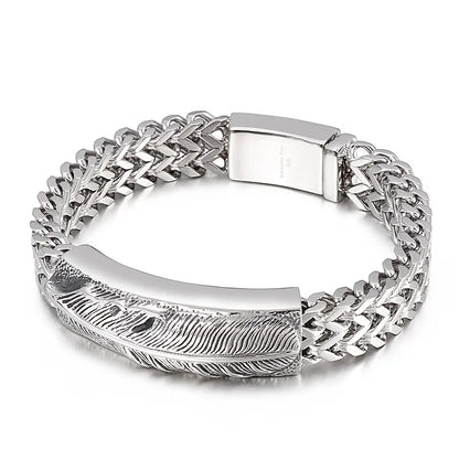 Hip-Hop Cross Feather Titanium Steel Plating Men'S Bracelets