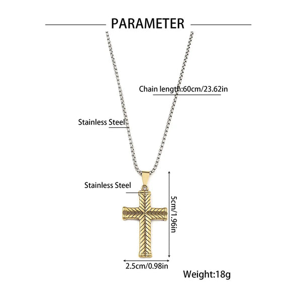 Hip-Hop Cross 201 Stainless Steel Polishing 18K Gold Plated Men'S Pendant Necklace
