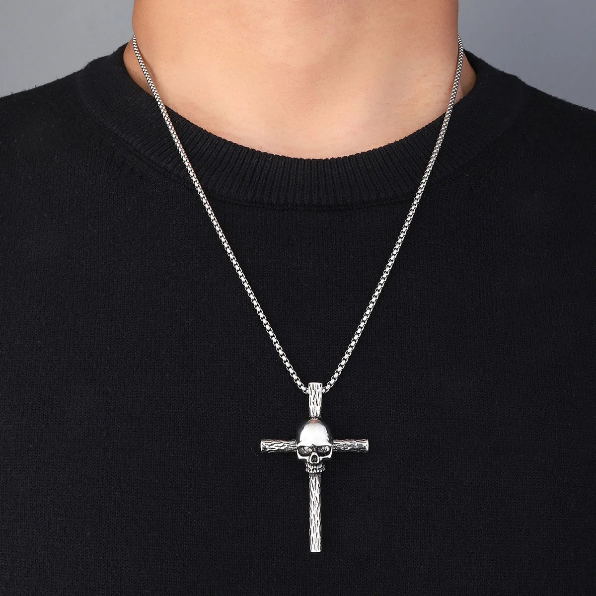 Hip-Hop Skull Cross 201 Stainless Steel Zinc Alloy Polishing Men'S Necklace