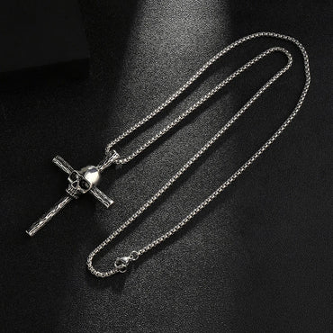 Hip-Hop Skull Cross 201 Stainless Steel Zinc Alloy Polishing Men'S Necklace