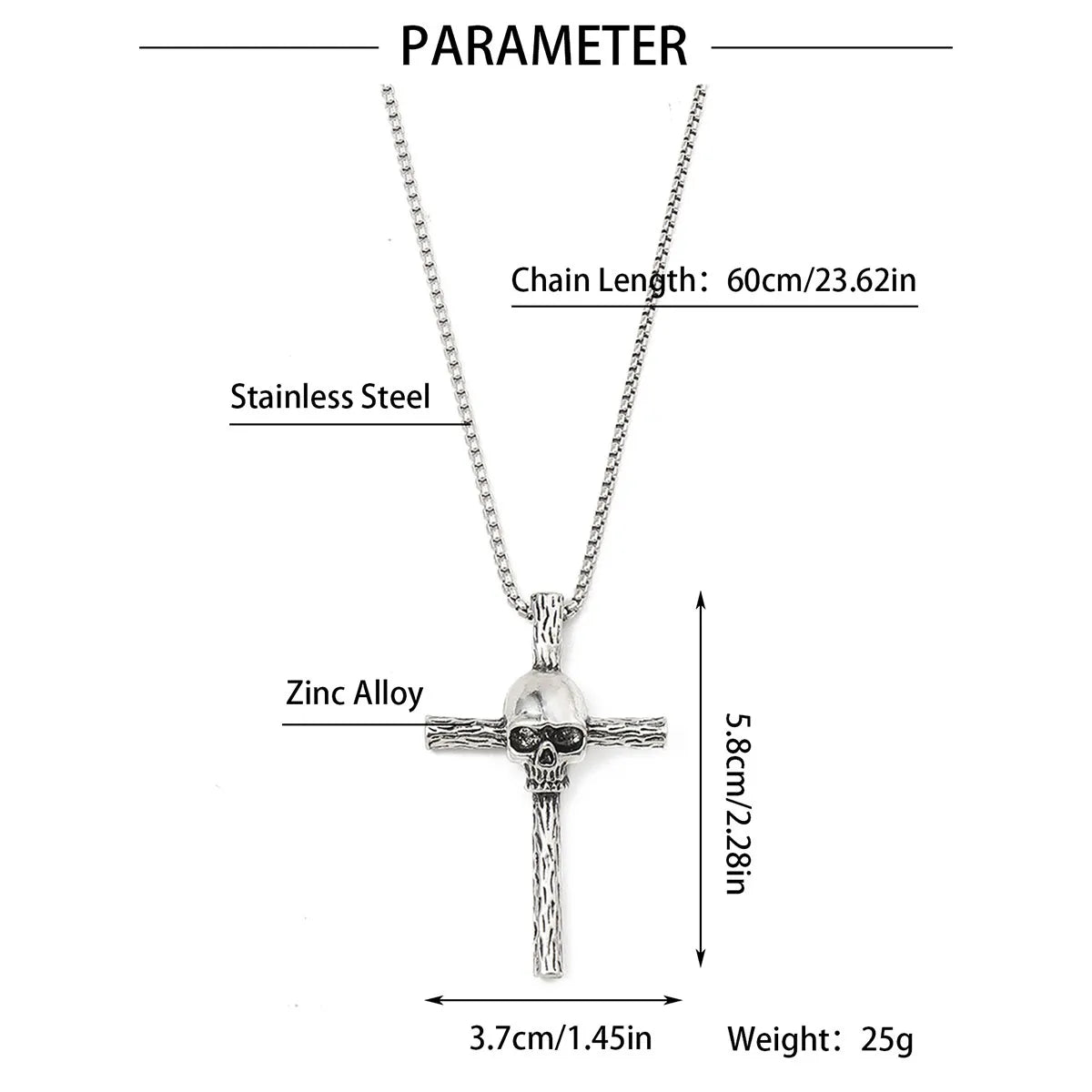 Hip-Hop Skull Cross 201 Stainless Steel Zinc Alloy Polishing Men'S Necklace