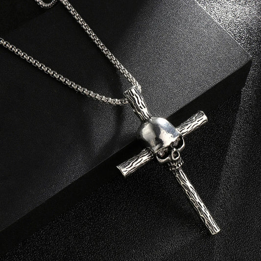 Hip-Hop Skull Cross 201 Stainless Steel Zinc Alloy Polishing Men'S Necklace