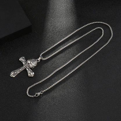 Hip-Hop Skull Cross 201 Stainless Steel Zinc Alloy Polishing Men'S Necklace